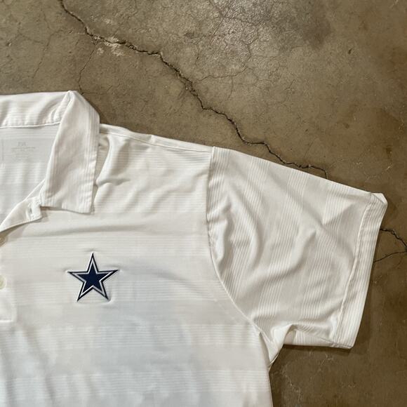 Antiigua Mens White Dallas Cowboys Polyester Short Sleeve Polo Shirt Size 2XL - Picture 2 of 7